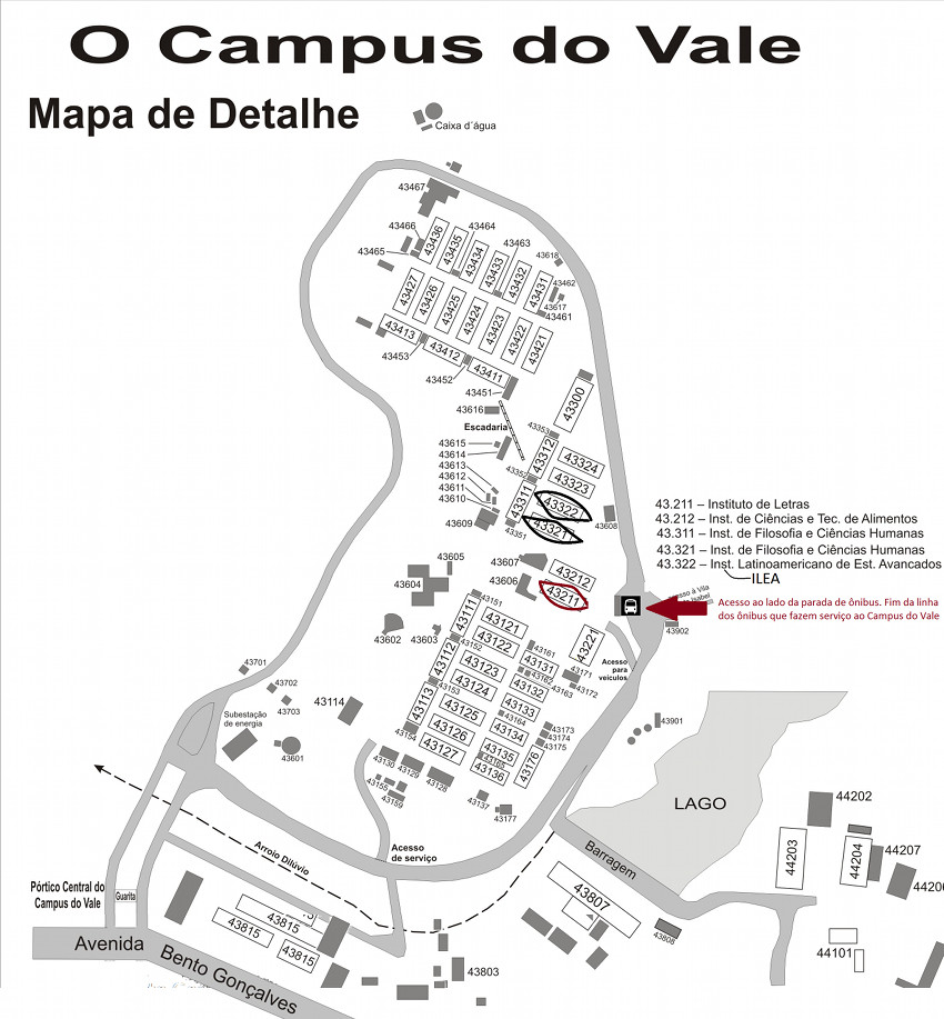 Localização dos prédios na UFRGS